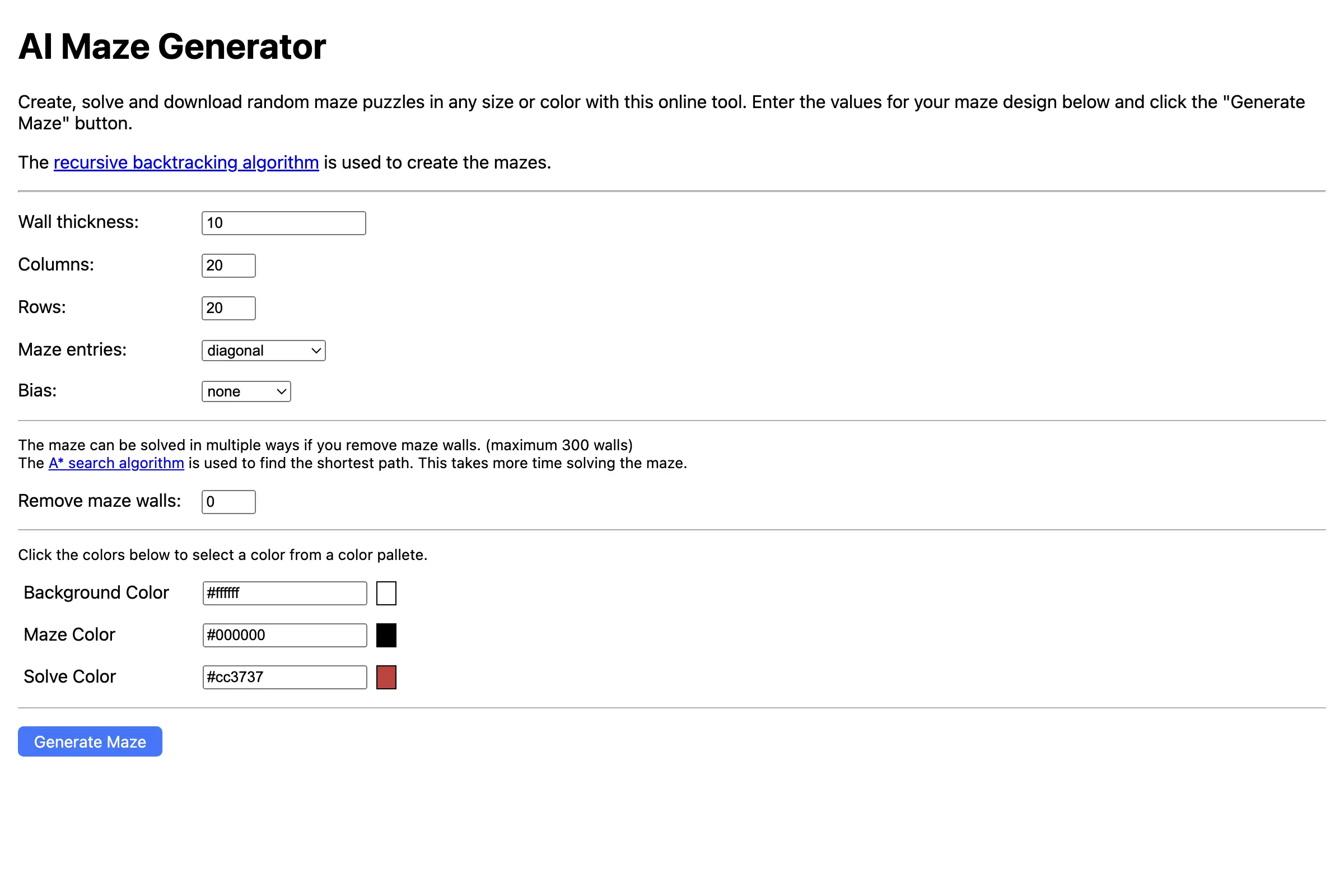 AI Maze generator