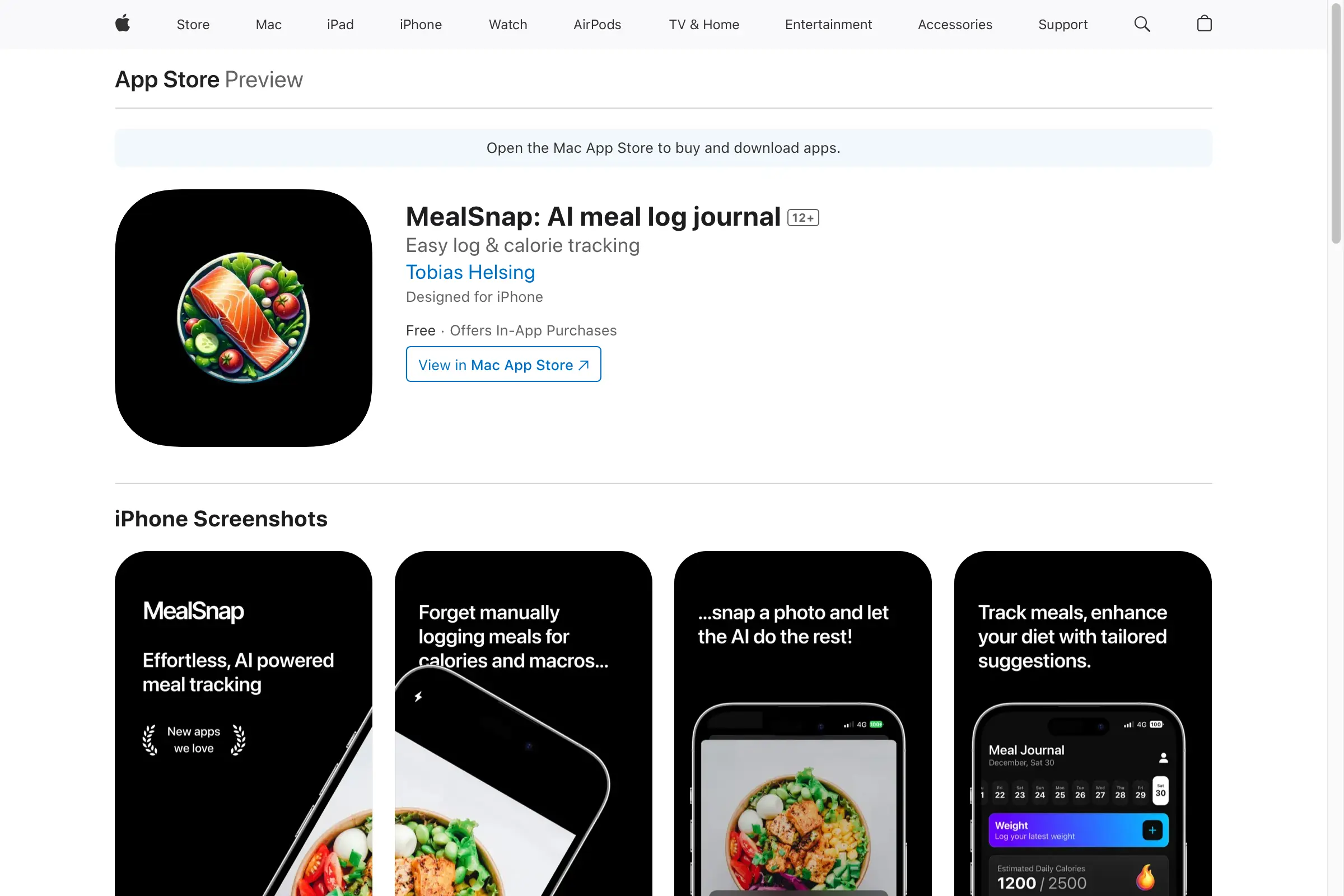 MealSnap: AI meal log journal