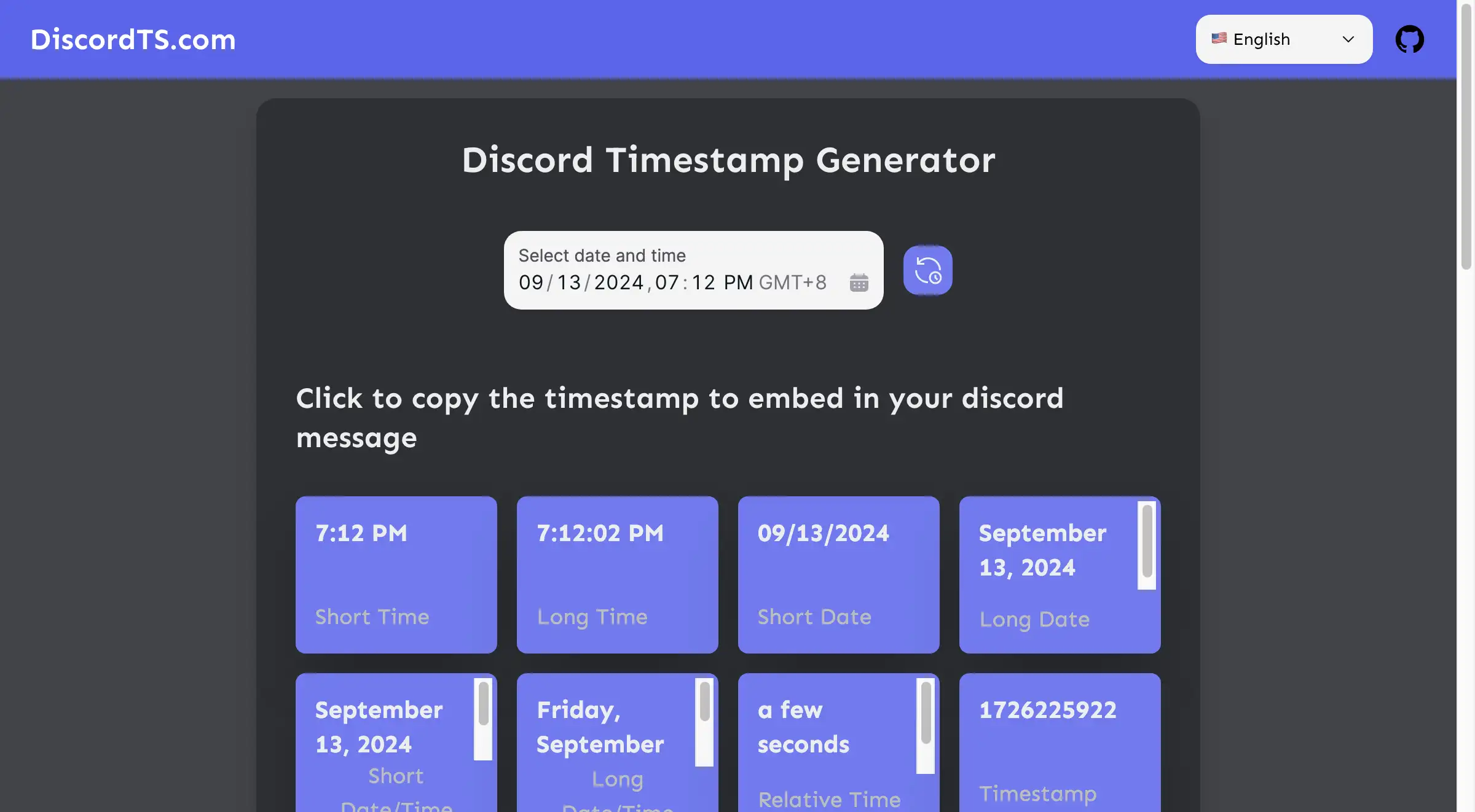 Discord Timestamp Generator