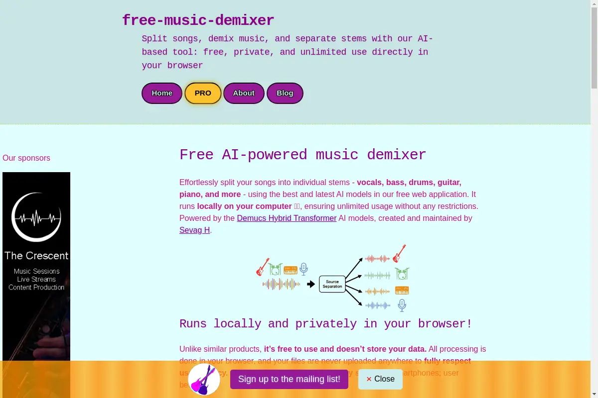 Free Music Demixer