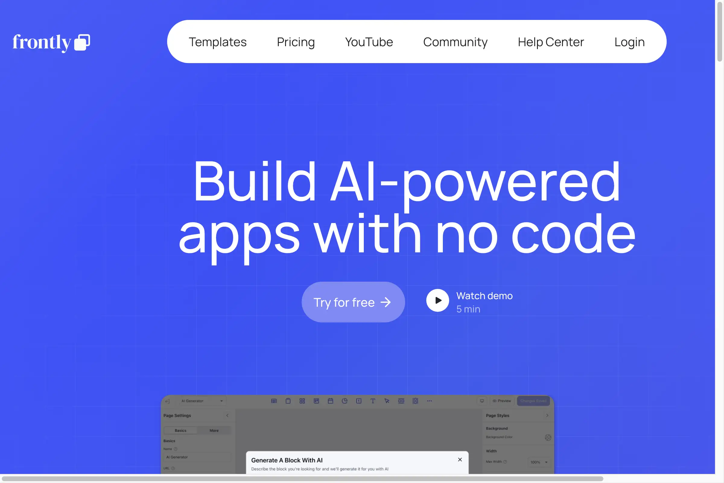 Frontly - Build AI-powered apps with no code