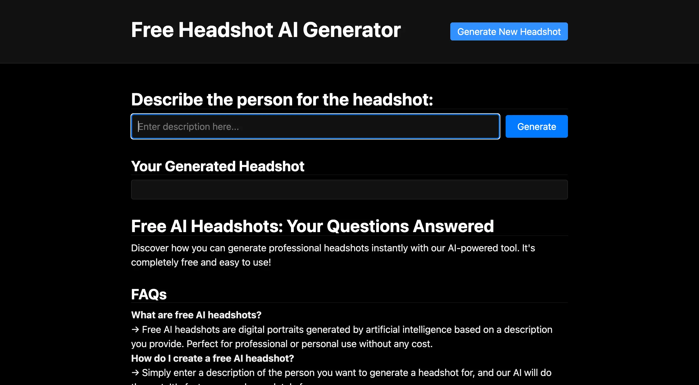 Free Headshot AI Generator