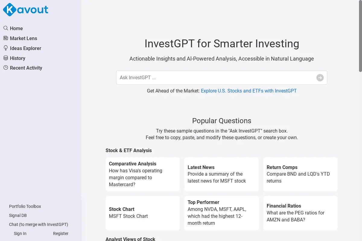 Kavout and InvestGPT: Expert AI Insights on U.S. Stocks and ETFs