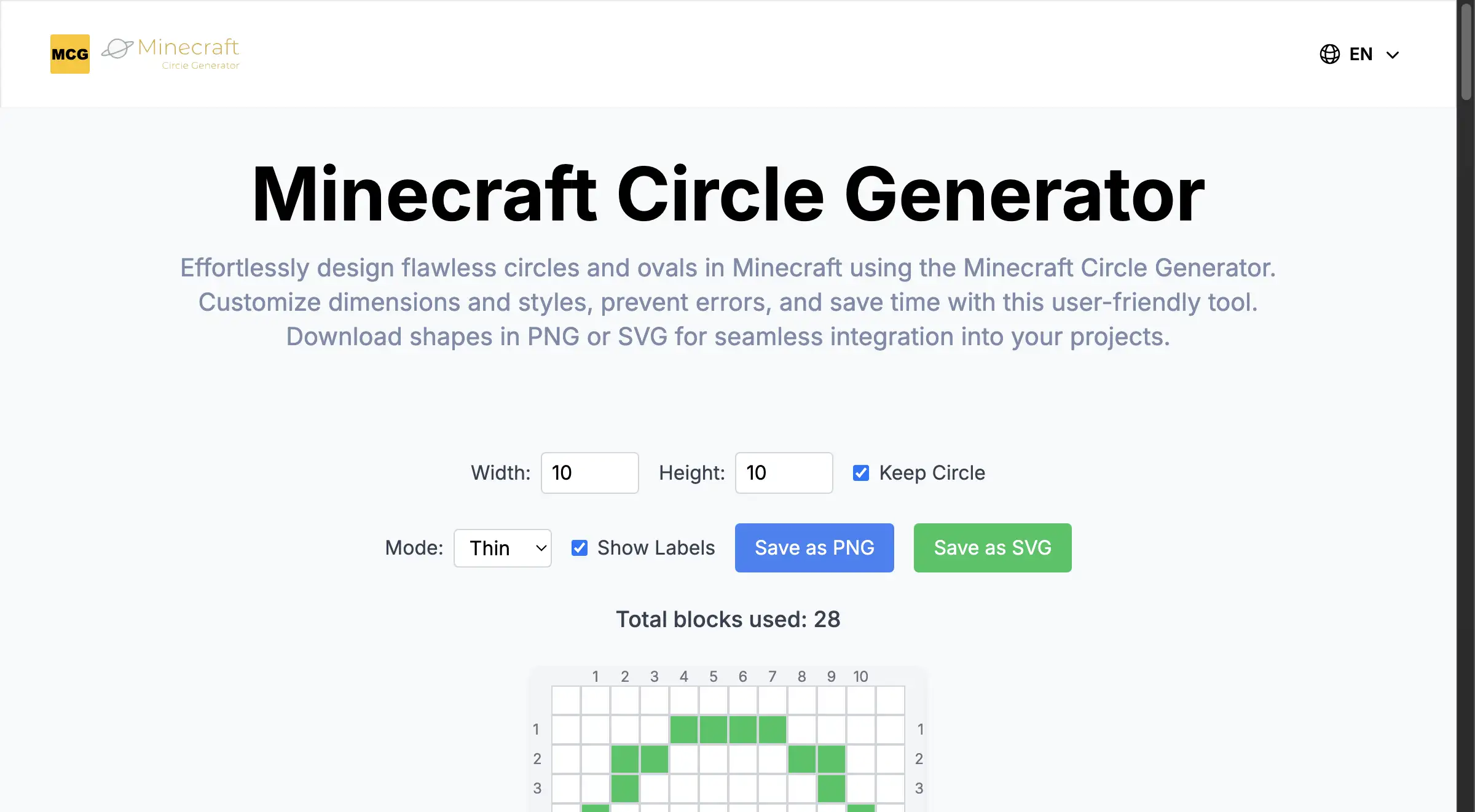 Minecraft Circle Generator