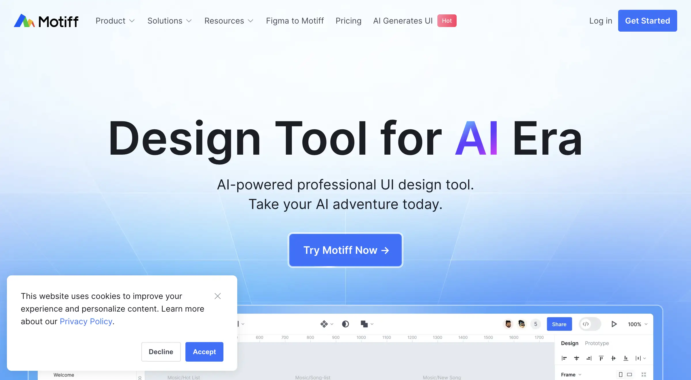 Motiff: AI-powered Professional Interface Design Tool