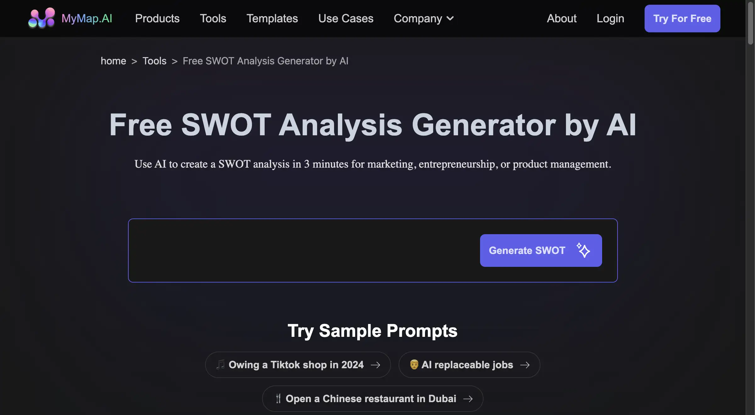 MyMap.AI Swot Analysis Generator