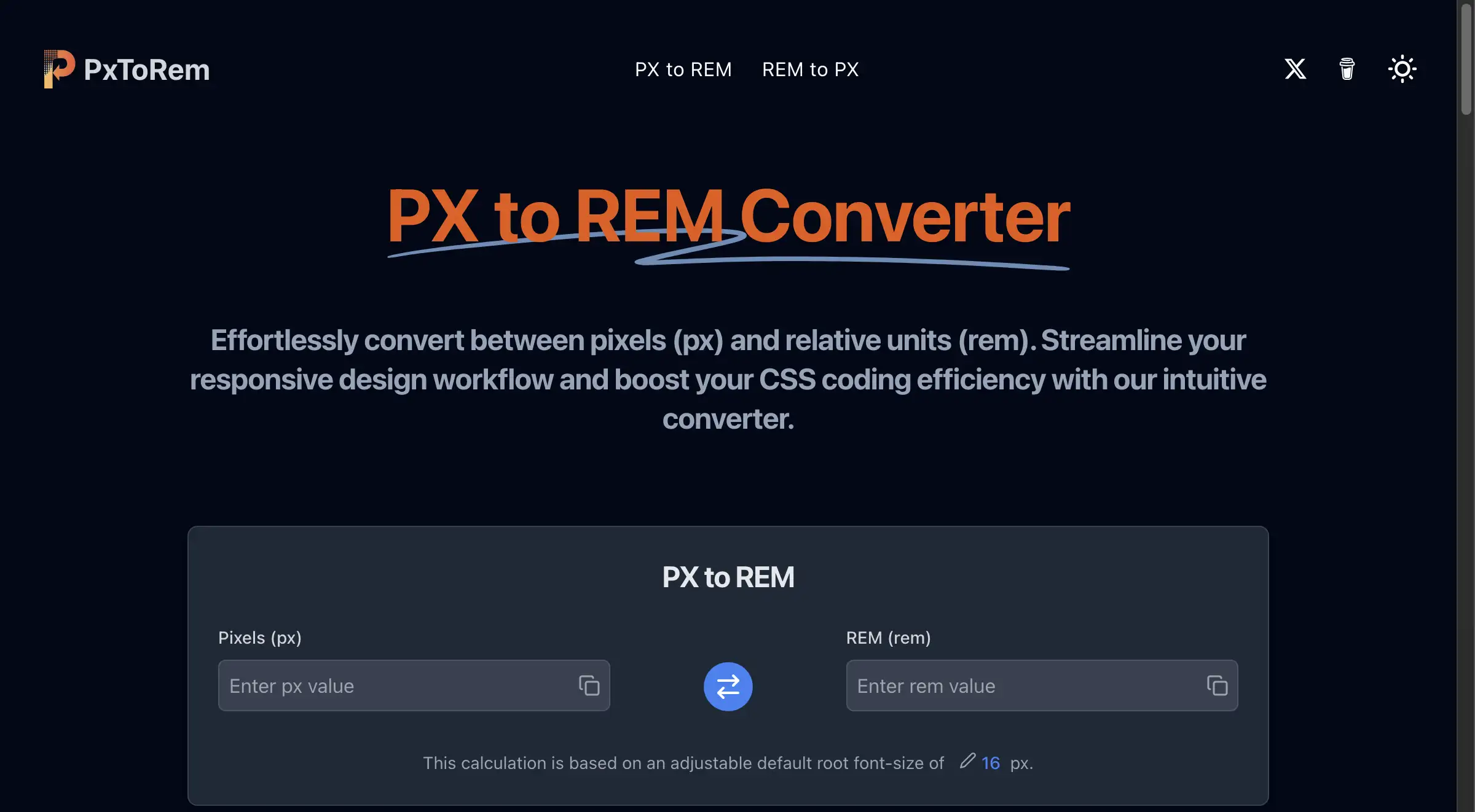 PX to REM Converter