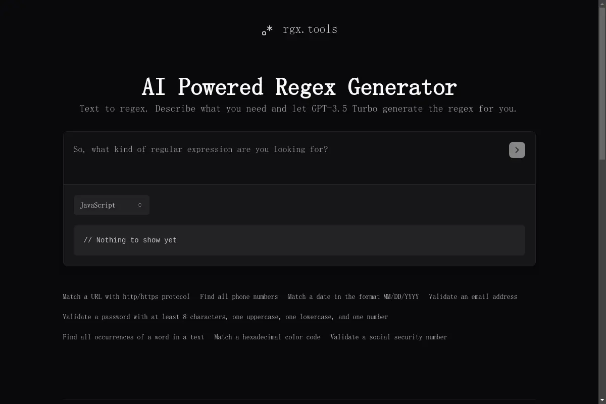 AI Powered Text to Regex