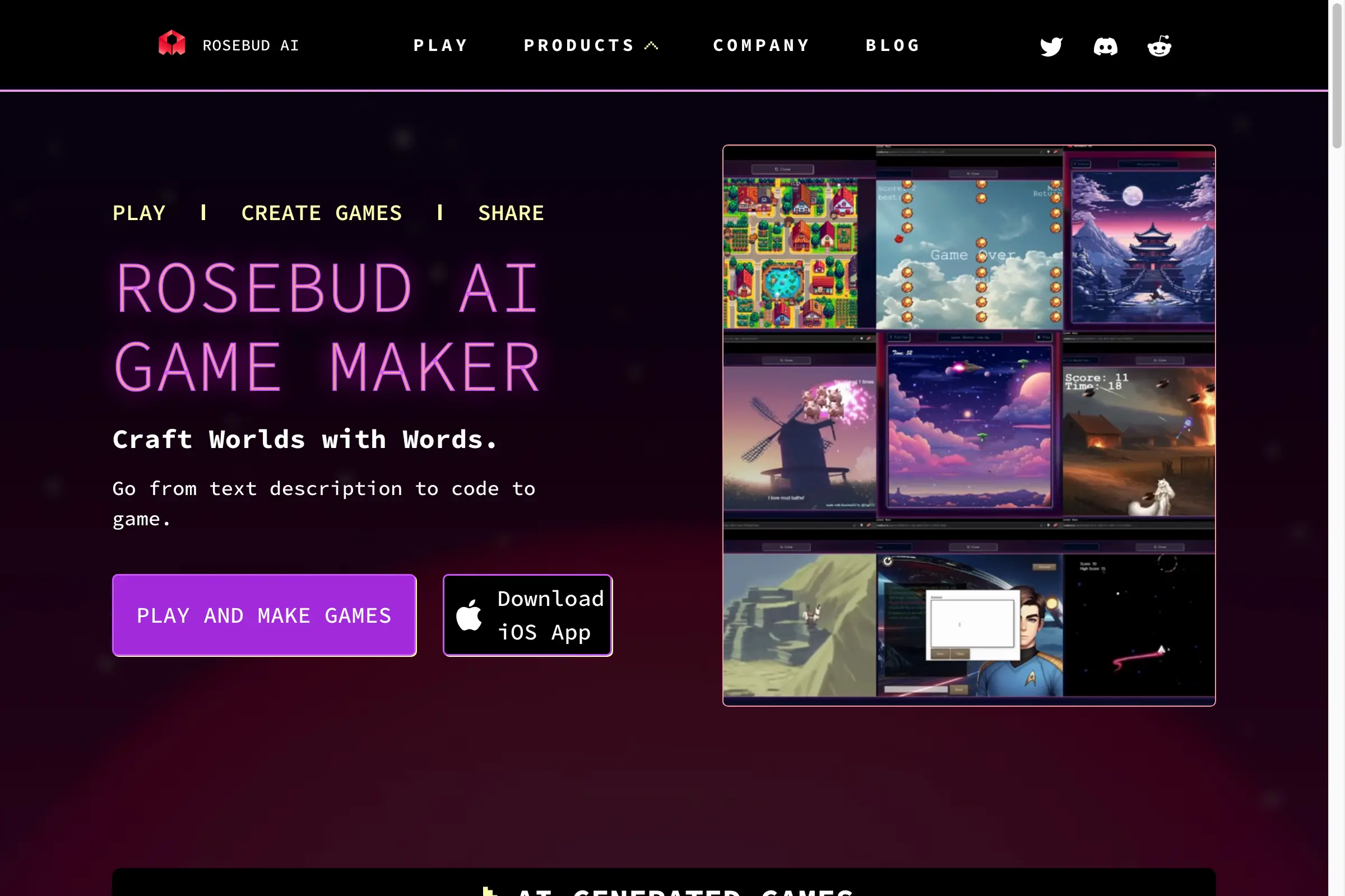 Rosebud AI: Build Games at the Speed of Thought. AI Powered Game Development