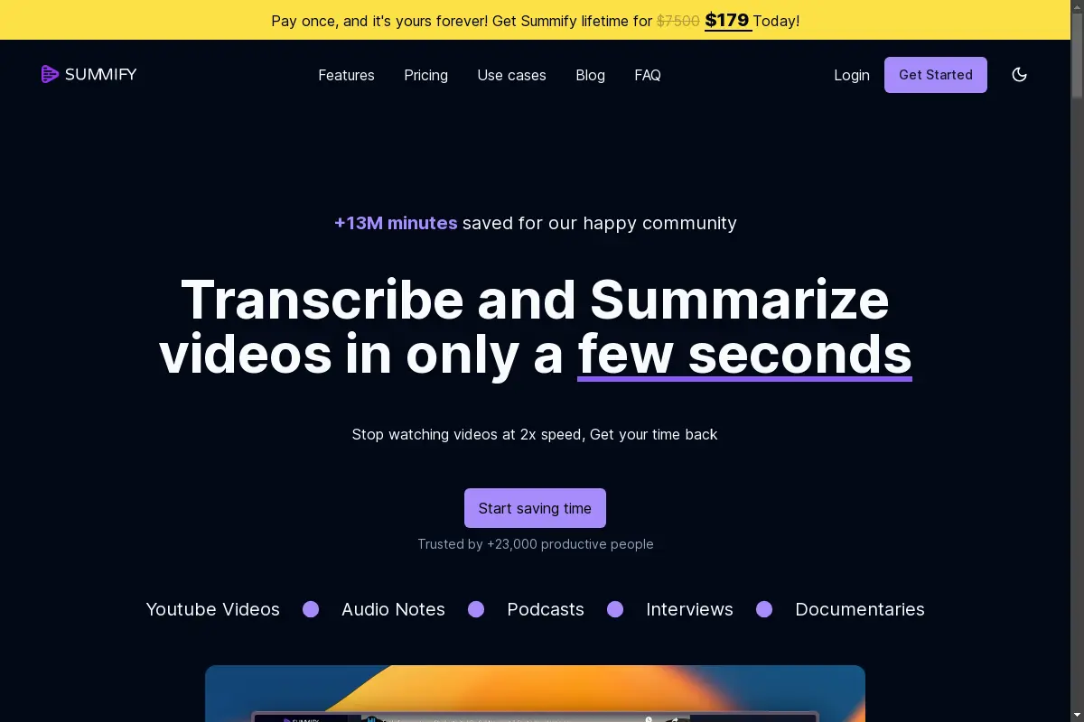 Summify.io - AI Powered Video / Audio summarizer