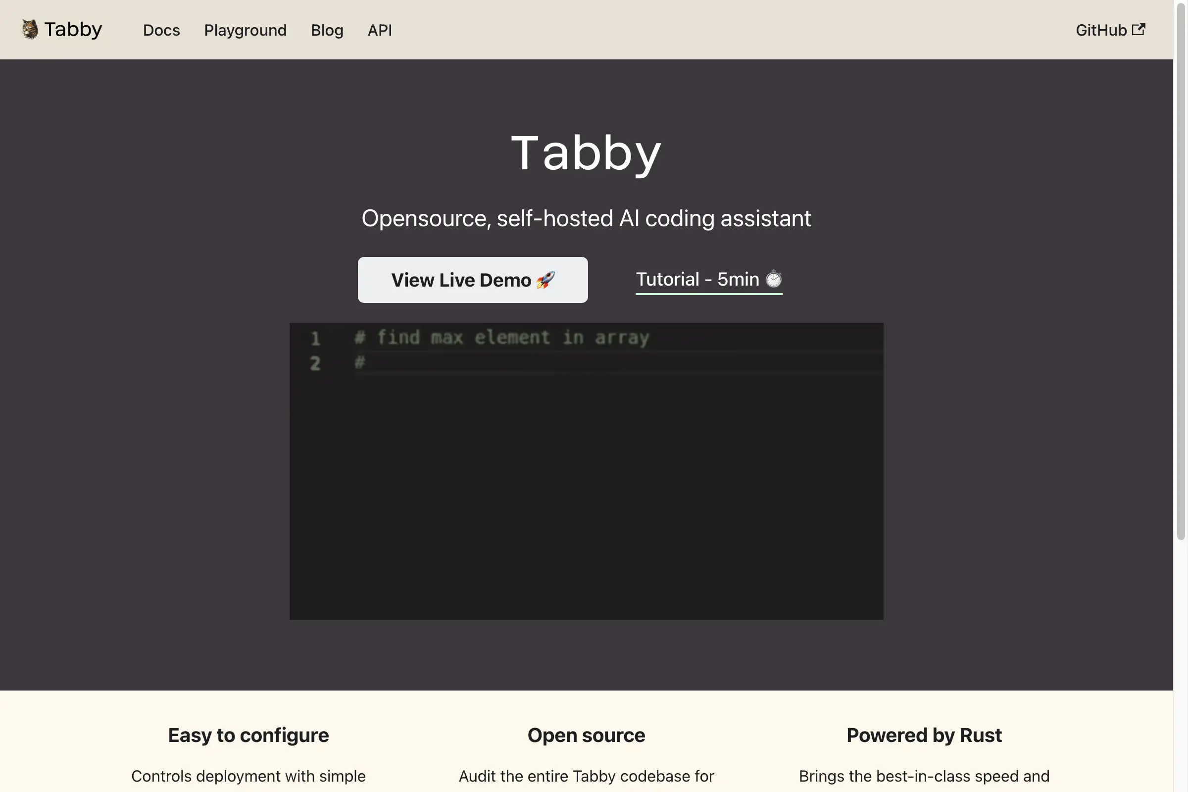 Tabby - Opensource, self-hosted AI coding assistant