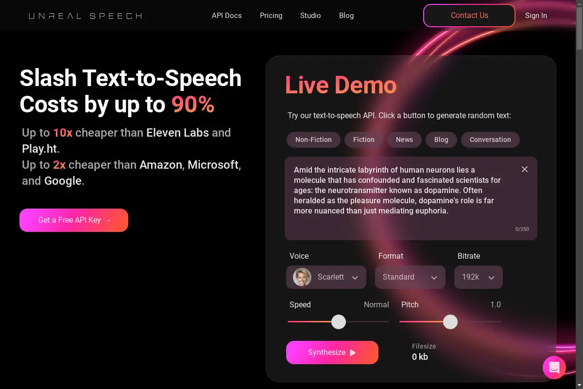 Unreal Speech: Text-to-Speech API for Scale