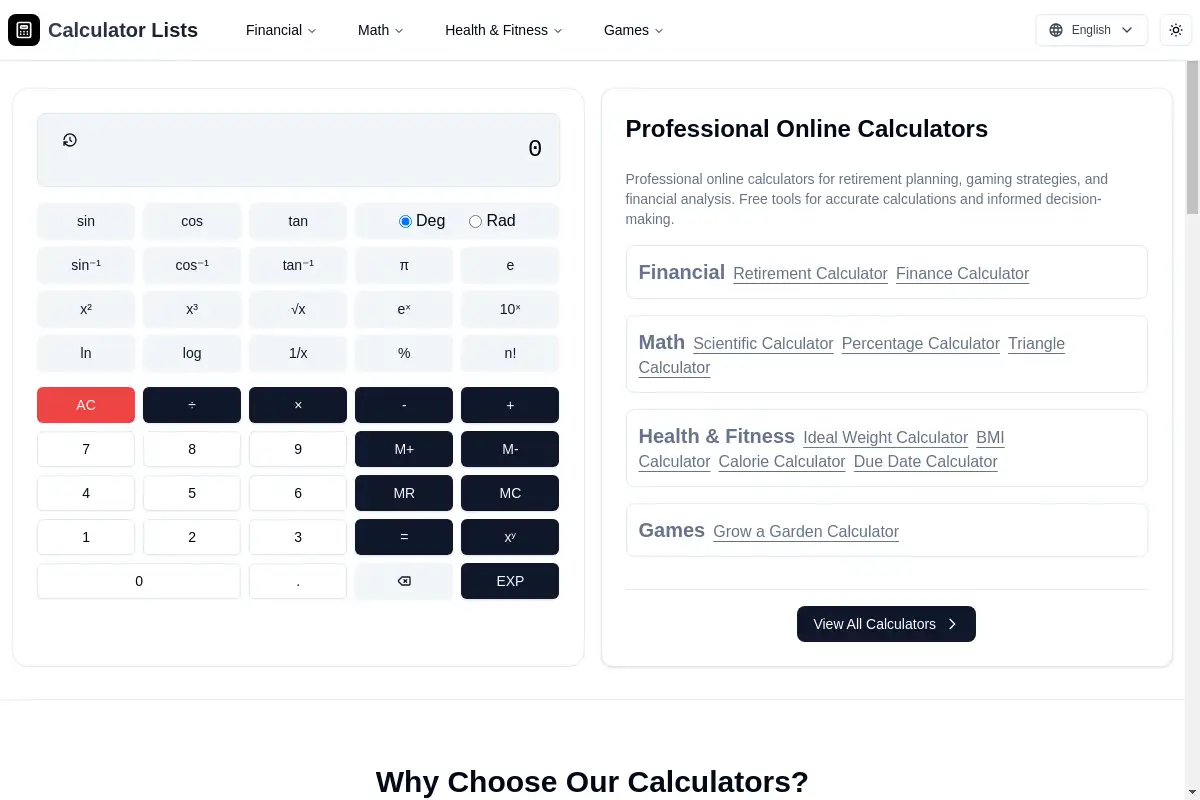 Calculator Lists