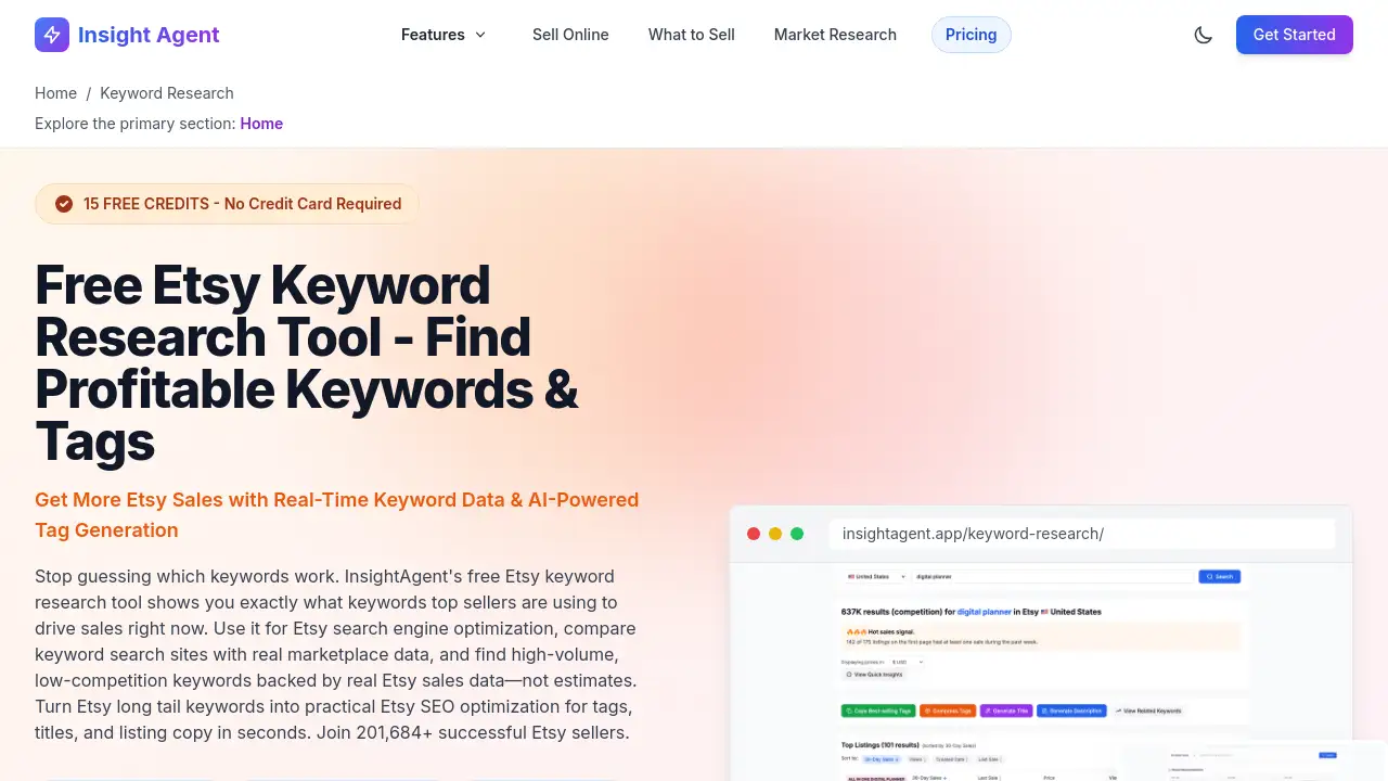Etsy Keyword Research for Product Validation | InsightAgent
