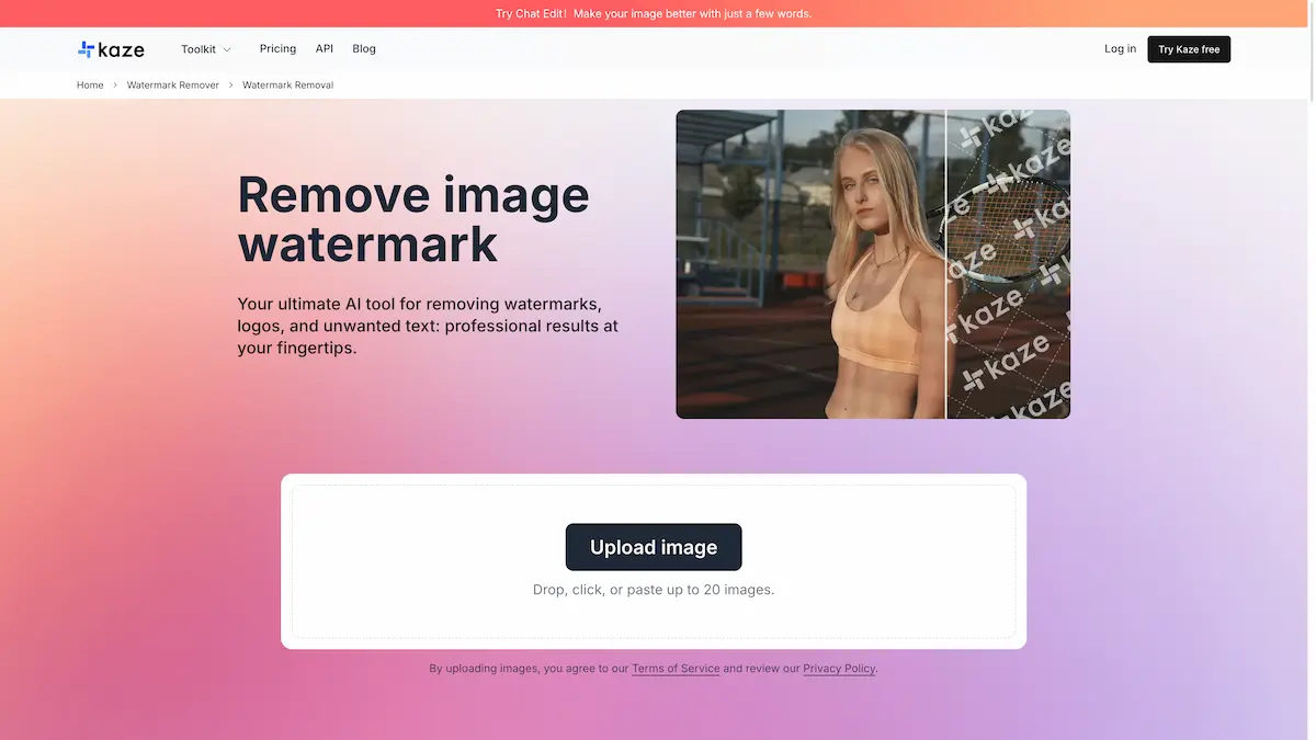 Kaze.ai watermark removal tool