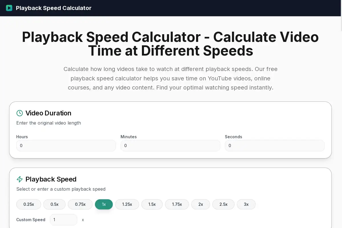 Playback Speed Calculator