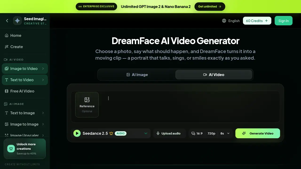 DreamFace AI Video Generator