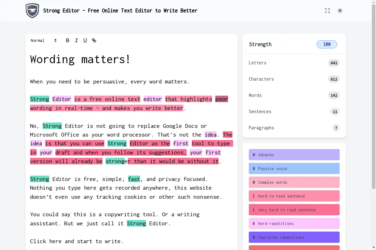 Strong Editor