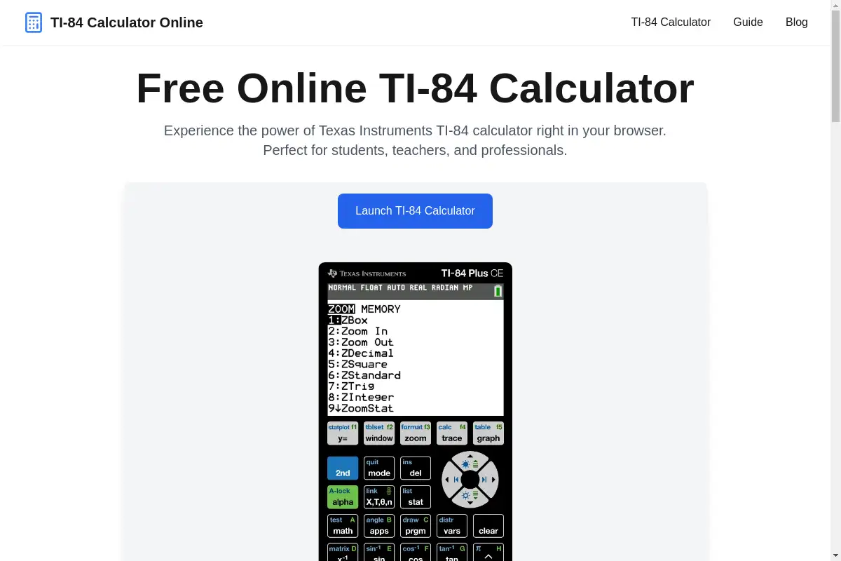 TI-84 Calculator Online