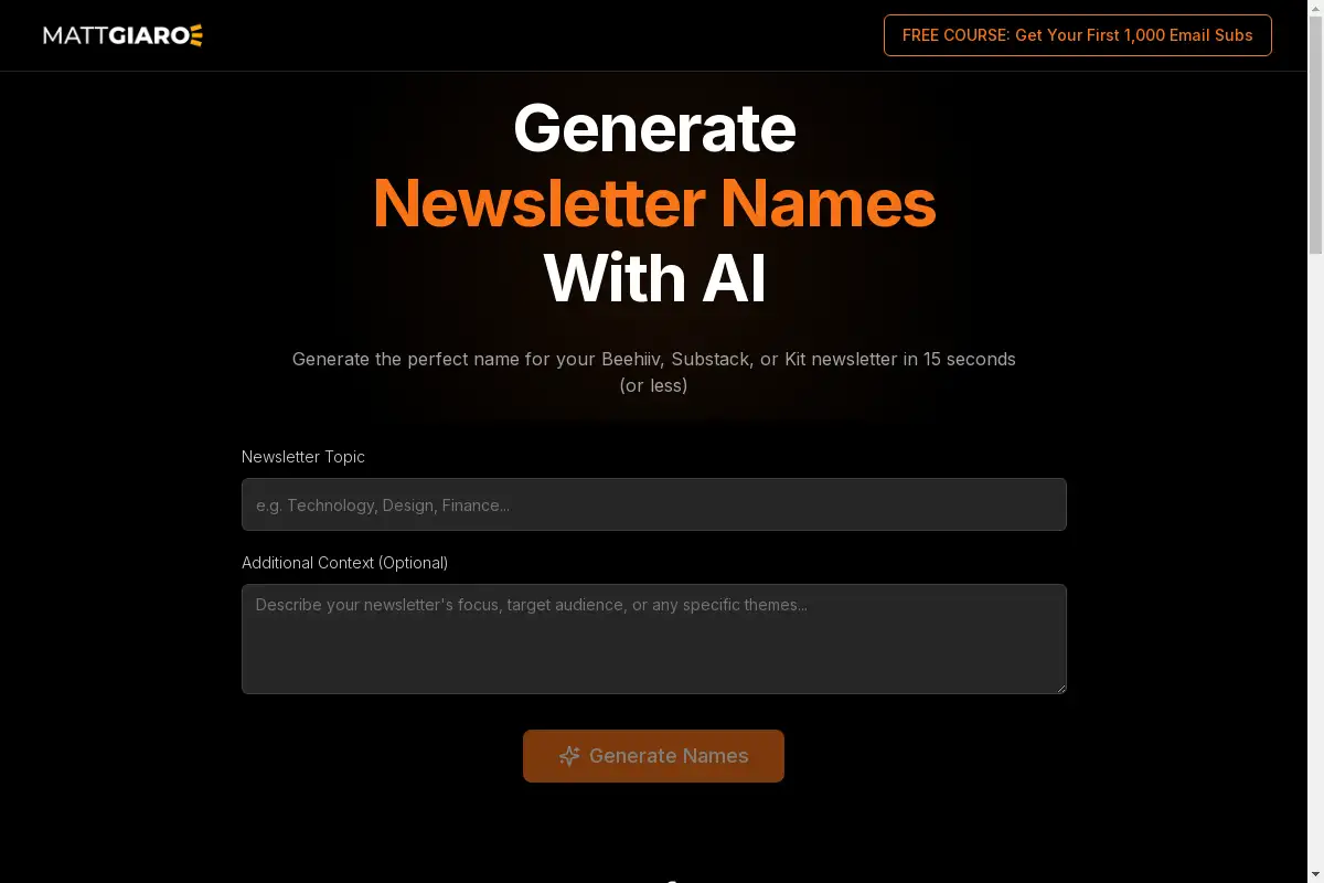 AI Newsletter Name Generator