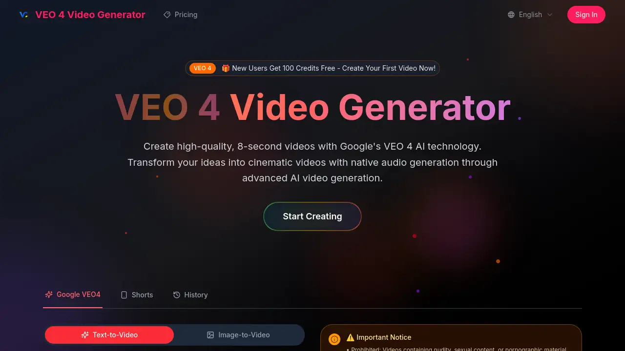 VEO 4 Video Generator