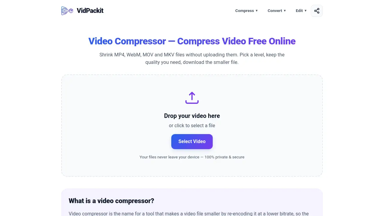 Video Compressor — VidPackit