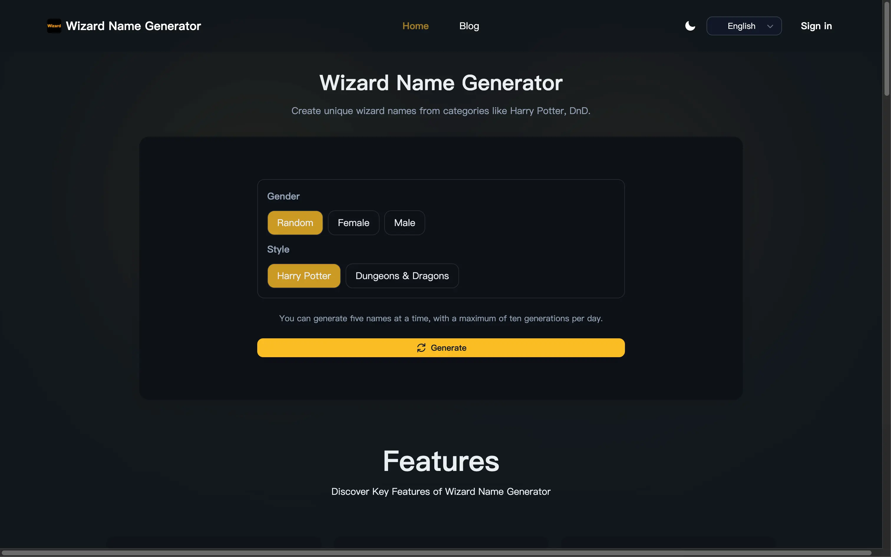 Wizard Name Generator